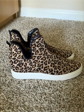 Steve Madden Leopard-Print High Top Slip-On Sneakers - Tan & Black
